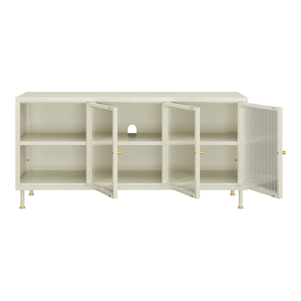 TV-szekrény Lindau acél 120x40x59 cm krémfehér [en.casa]