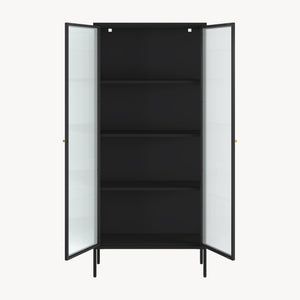 Vitrines szekrény Vinterhavn 180x80x35 cm acél fekete [en.casa]