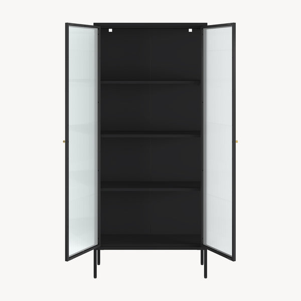 Vitrines szekrény Vinterhavn 180x80x35 cm acél fekete [en.casa]