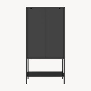 Vitrines szekrény Borshavisa acél 2 ajtóval 160x80x35 cm fekete [en.casa]