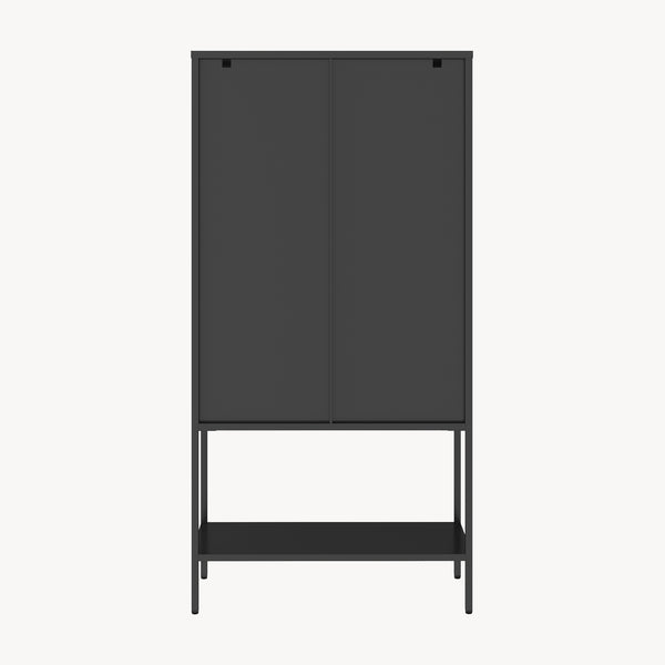 Vitrines szekrény Borshavisa acél 2 ajtóval 160x80x35 cm fekete [en.casa]