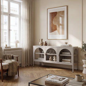 Vitrinszekrény Klippestad acél 118x35x55 cm teveszín [en.casa]