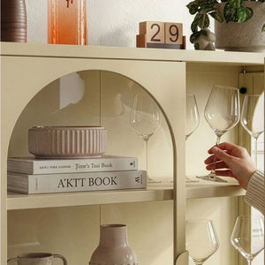 Vitrines szekrény Klippestad acél 95x80x35 cm teveszín [en.casa]
