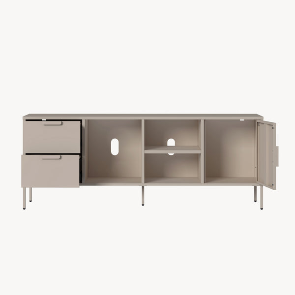 TV szekrény Kliri acél 150x35x58 cm teveszín [en.casa]