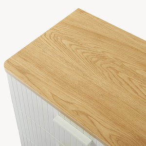 Komód Ferrersp 3 fiókkal 70x60x40 cm tölgyfa hatású/homokszín [en.casa]