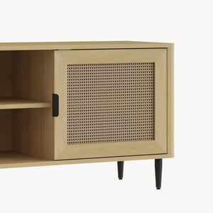 TV szekrény Lukhomso 152x40x54 cm tölgyfa hatású rattan mintával [en.casa]