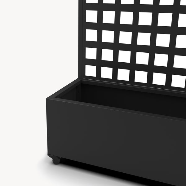 Gurulós válaszfal Toma virágosládával acél 190x82x38 cm fekete [casa.pro]