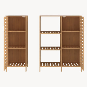 2 elemes tárolószekrény Hakseri 87x99x33 cm bambusz natúr [en.casa]