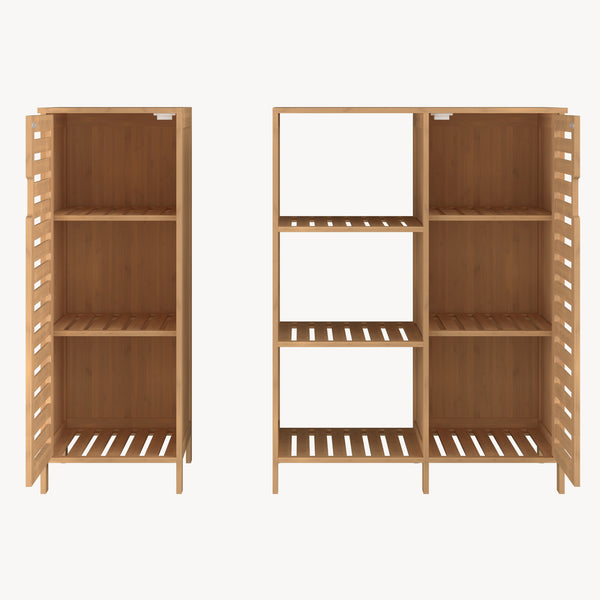 2 elemes tárolószekrény Hakseri 87x99x33 cm bambusz natúr [en.casa]