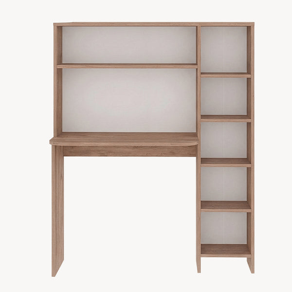 Íróasztal polccal Onega 143x114x40 cm fa színű [en.casa]
