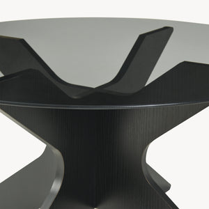 Couchtisch Imi üveg asztallappal Ø70x35 cm fekete/szürke [en.casa]