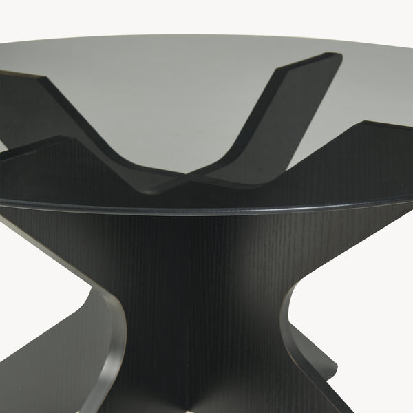 Couchtisch Imi üveg asztallappal Ø70x35 cm fekete/szürke [en.casa]