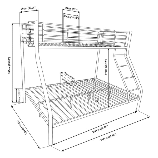 Emeletes ágy Sortland 200x140/90 cm matraccal [neu.haus]
