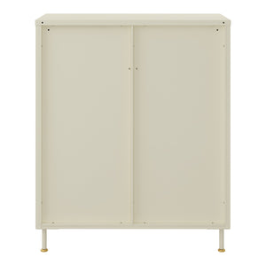 Vitrinszekrény Lindau acél 97x80x40 cm krémfehér [en.casa]