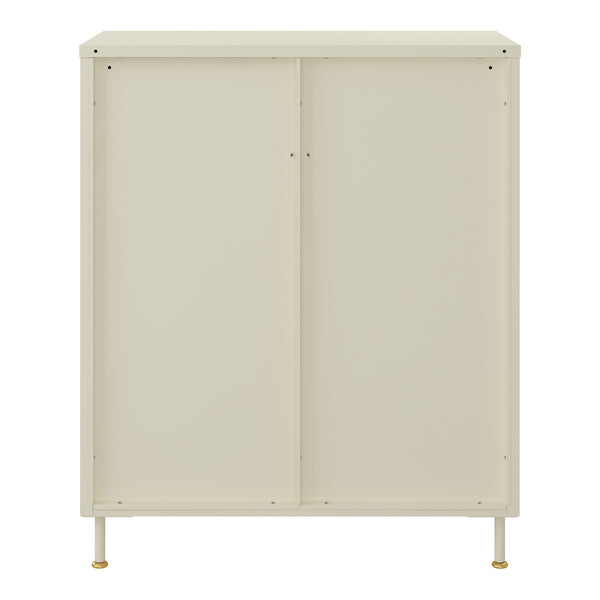 Vitrinszekrény Lindau acél 97x80x40 cm krémfehér [en.casa]