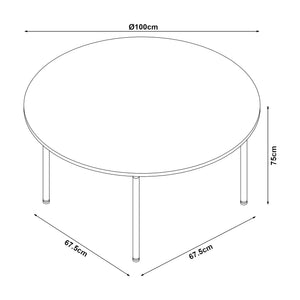 Étkezőgarnitúra Hemnes 4 személyes kerek asztallappal világosbarna [en.casa]