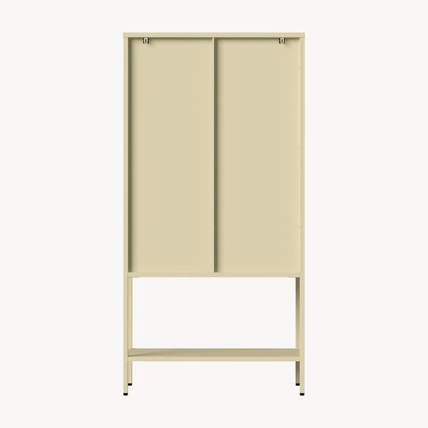 Vitrinszekrény Klippestad acél 160x80x35 cm teveszín [en.casa]