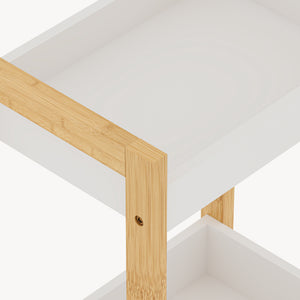 Fürdőszobai polc Anun 3 szinttel 75x28x20 cm bambusz természetes/fehér [en.casa]