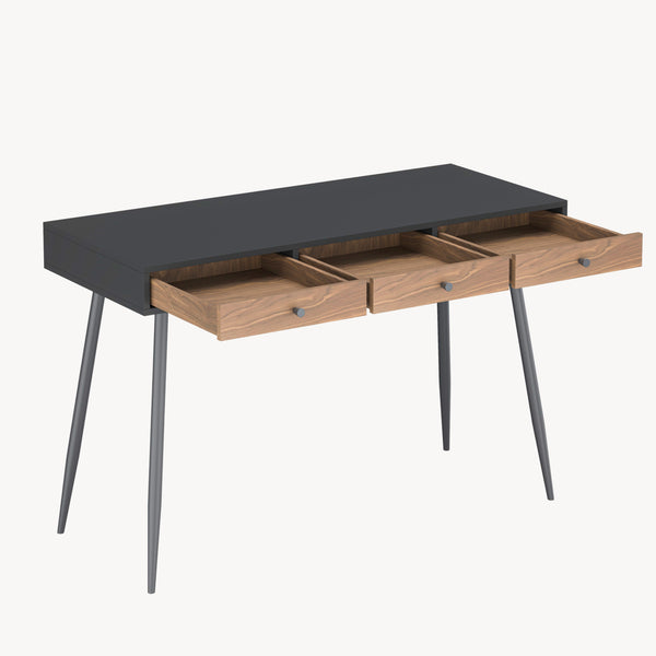 Íróasztal Tumba 115x48x76 cm fekete/diófa hatású [en.casa]