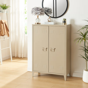 Fémszekrény Oripää 90x80x33 cm teveszín [en.casa]