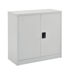 Irodai szekrény 90x40x90cm irattartó szekrény  fémszekrény 2 polccal és hengerzárral [en.casa]® 
