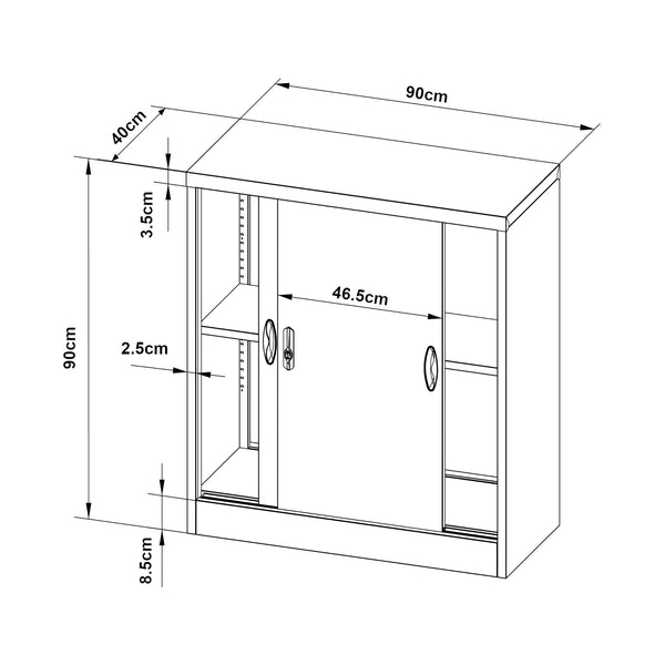 Iratszekrény Rieti acél 90x40x90 cm különböző színekben [en.casa]
