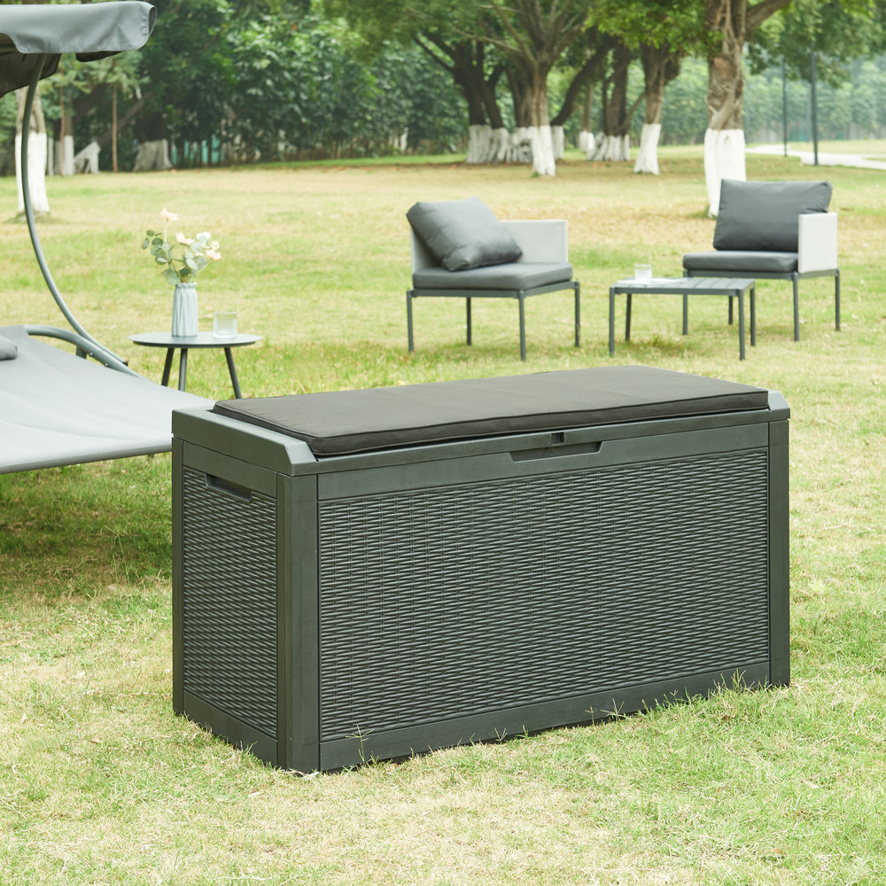 Tárolódoboz Atella 122x54,5x65cm fekete, rattan hatású [casa.pro] - premiumXL