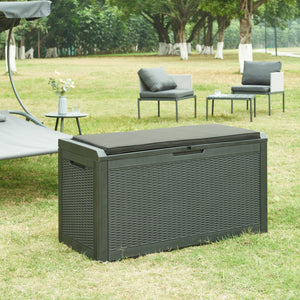 Tárolódoboz Atella 122x54,5x65cm fekete, rattan hatású [casa.pro] - premiumXL