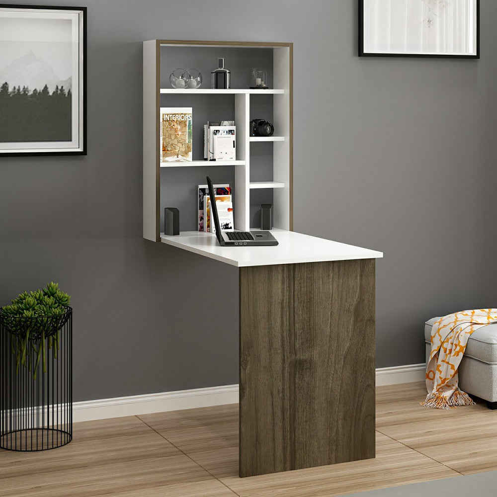 Lehajtható asztal Greve fehér / diófa hatás [en.casa] - premiumXL