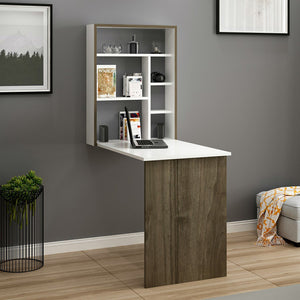 Lehajtható asztal Greve fehér / diófa hatás [en.casa] - premiumXL