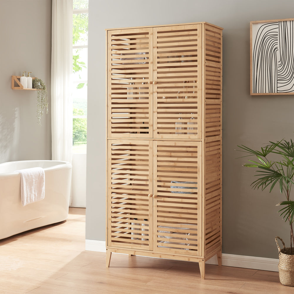Fürdőszobaszekrény Raurgela 180x80x40 cm bambusz [en.casa] - premiumXL