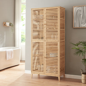 Fürdőszobaszekrény Raurgela 180x80x40 cm bambusz [en.casa] - premiumXL