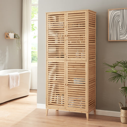 Fürdőszobaszekrény Raurgela 180x80x40 cm bambusz [en.casa] - premiumXL