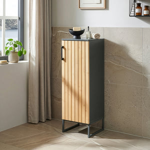 Fürdőszobai szekrény Svanes 90x30x30 cm sötétszürke/natúr [en.casa]