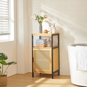 Fürdőszobaszekrény Tervola 80x40x35cm bambusz fekete [en.casa] - premiumXL