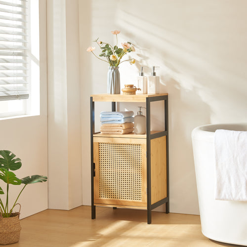 Fürdőszobaszekrény Tervola 80x40x35cm bambusz fekete [en.casa] - premiumXL