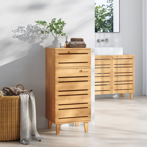 Fürdőszobaszekrény Epind 75x33x30 cm bambusz natúr [en.casa] - premiumXL