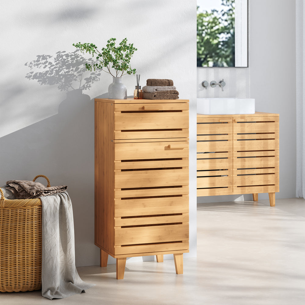 Fürdőszobaszekrény Epind 75x33x30 cm bambusz natúr [en.casa] - premiumXL