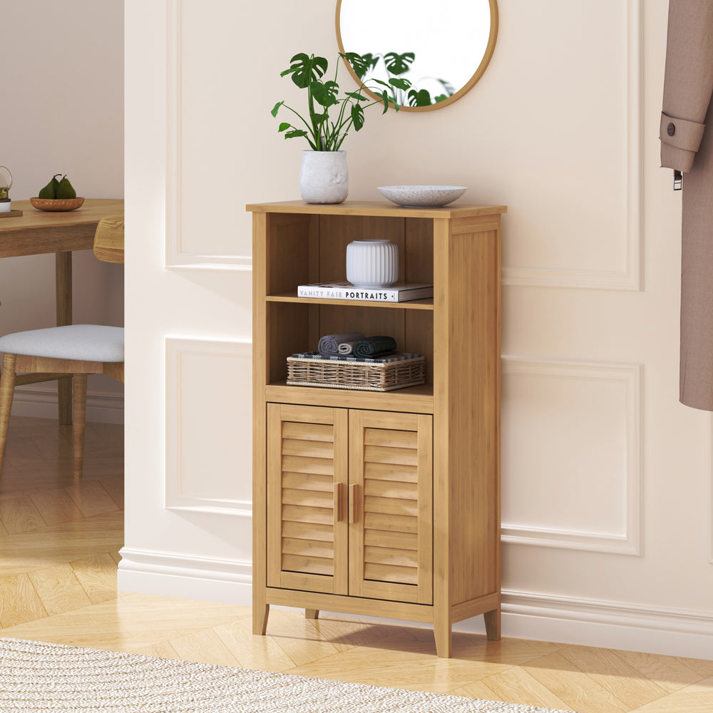 Kis szekrény Rirg 92x50x25 cm bambusz természetes [en.casa]