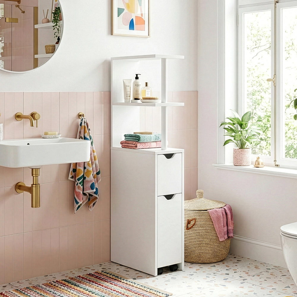 Fiókos polc Fadeskimma 113x19x45 cm Fehér [en.casa]