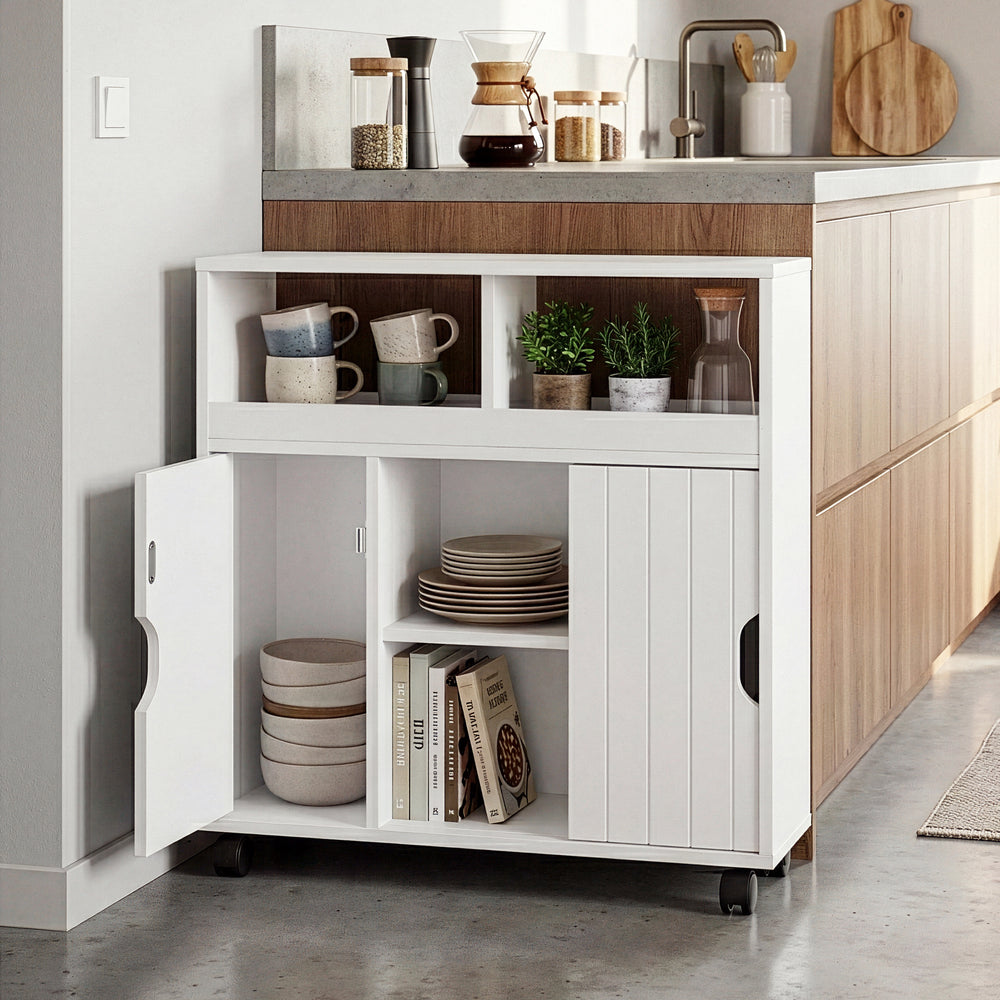 Mobil szekrény görgőkkel Fadeskimma 72x70x20 cm Fehér [en.casa]