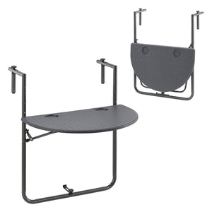 Balkonra akasztható asztal Cicala 84x60x64 cm félkör alakú acél sötétszürke [en.casa] - premiumXL