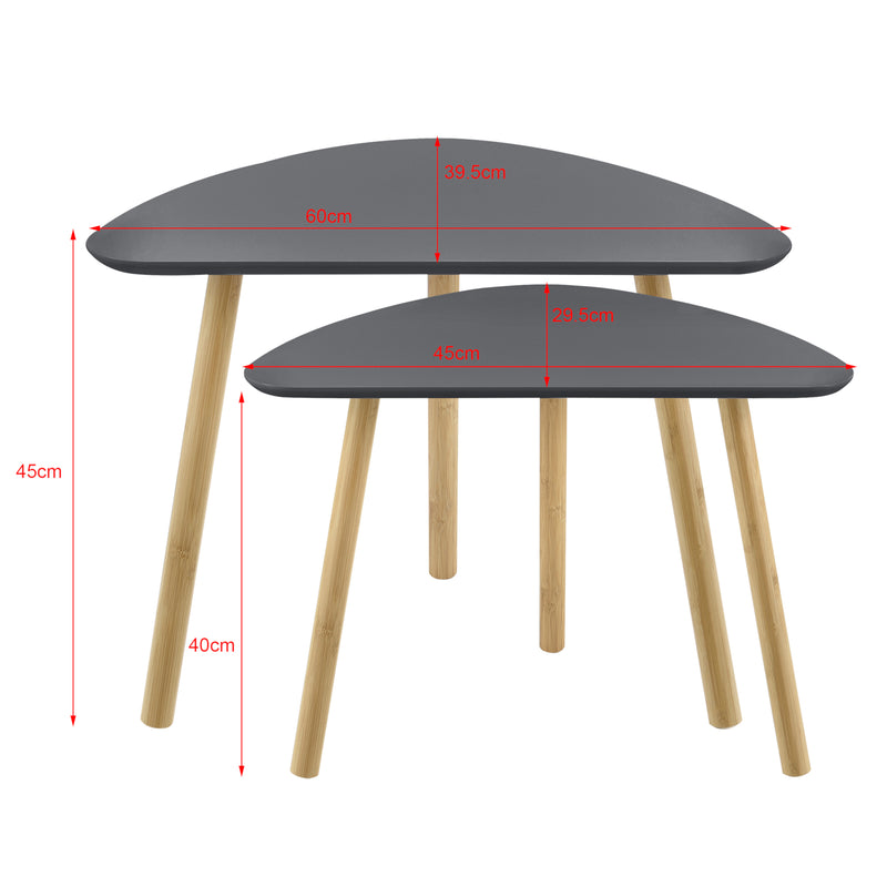 Méretrajz Dohányzóasztal szett Levanger kisasztal 2 db fehér/sötétszürke MDF/bambusz [en.casa]®