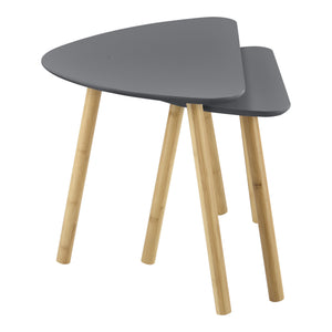 Dohányzóasztal szett Levanger kisasztal 2 db fehér/sötétszürke MDF/bambusz [en.casa]®