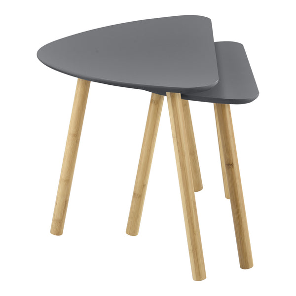 Dohányzóasztal szett Levanger kisasztal 2 db fehér/sötétszürke MDF/bambusz [en.casa]®
