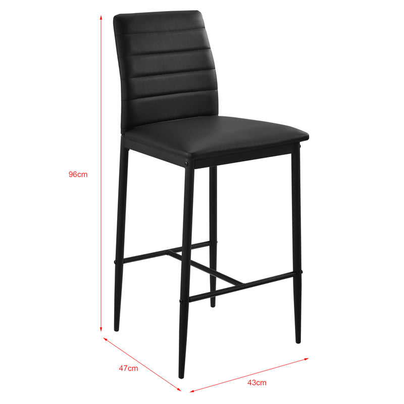 Méretrajz  Bárszék 2 db-os szettben acél lábakkal műbőr kárpitozott ülőfelülettel 96 cm magas fehér/fekete [en.casa]®