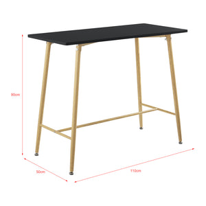 Bárasztal 110 x 50 x 90cm MDF fémlábakkal party asztal könyöklő fehér/fekete [en.casa]®