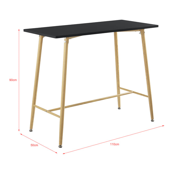 Bárasztal 110 x 50 x 90cm MDF fémlábakkal party asztal könyöklő fehér/fekete [en.casa]®