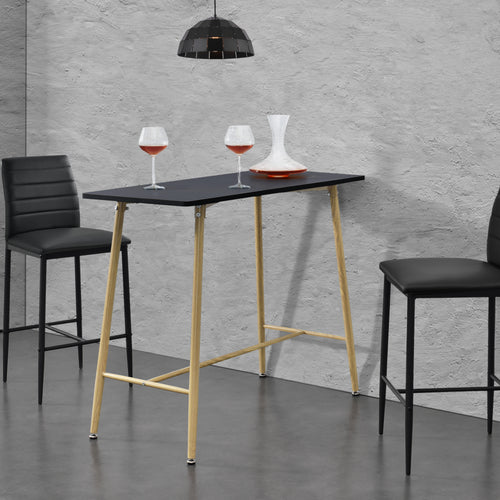 Bárasztal 110 x 50 x 90cm MDF fémlábakkal party asztal könyöklő fehér/fekete [en.casa]®