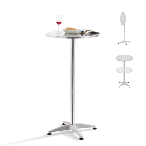 Bár- és bisztróasztal kerek Avesta 75 cm / 115 cm (állítható) ezüst [en.casa]